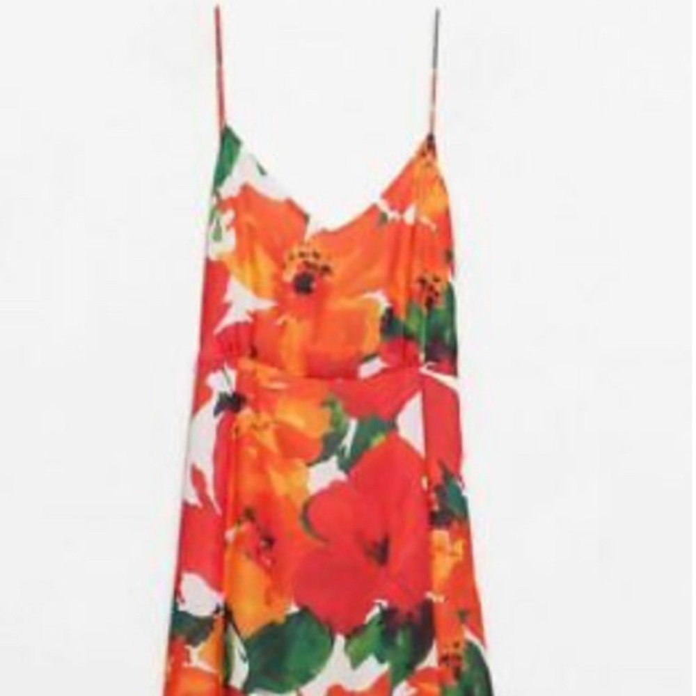 Zara spaghetti strap floral open back sundress